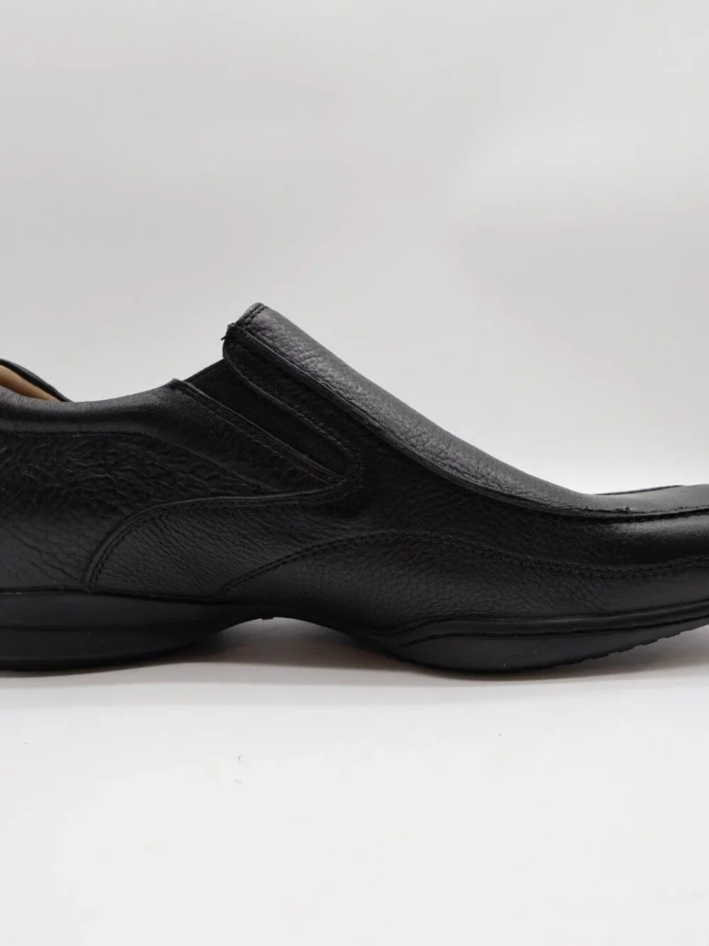 Hush Puppies Santiago Men's 12 Black Leather Slip-On Dress Loafers